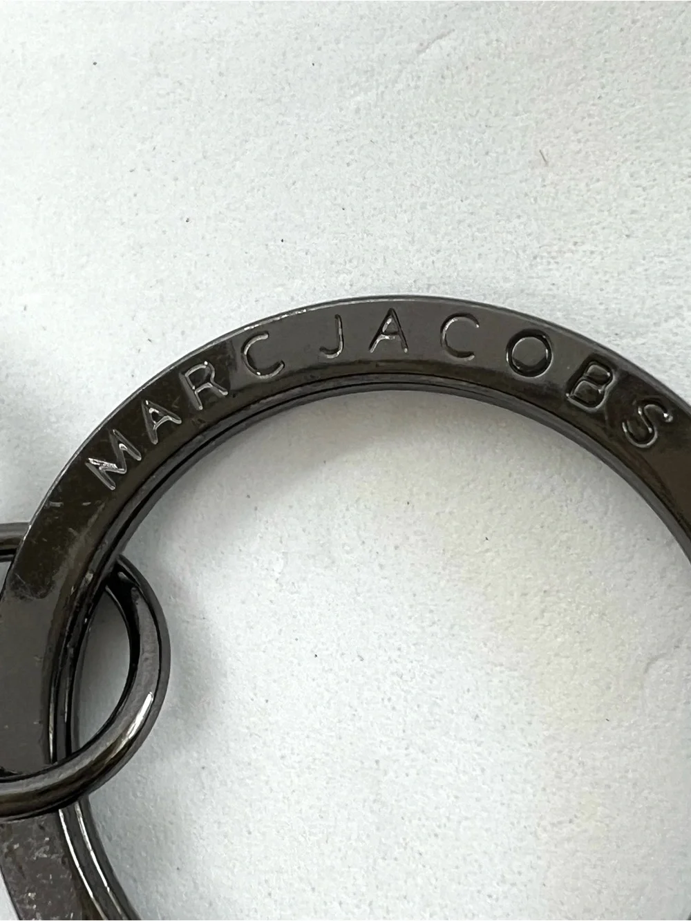 Marc Jacobs Gunmetal Keychain Swivel Lobster Clasp Logo Key Ring Bag Charm
